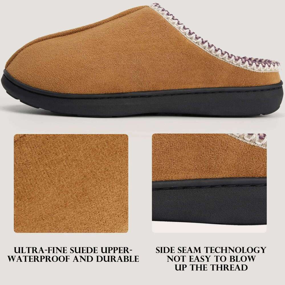 Litfun Winter House For Men Anti-Slip Fluffy Warm Women Memory Foam Cotton Slippers With Durable Rubber Sole