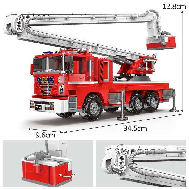 Simulation City Firefighter Rescue Engineering Vehicle Movable Building Block Fire Truck Model Kit Children Assembled Toy Gift Z260305