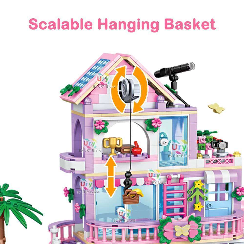 Friends City House Summer Holiday Slide Pool Villa Apartment MOC Building Blocks Set Figure DIY Toys for Kid Girl Christmas Gift Z260305