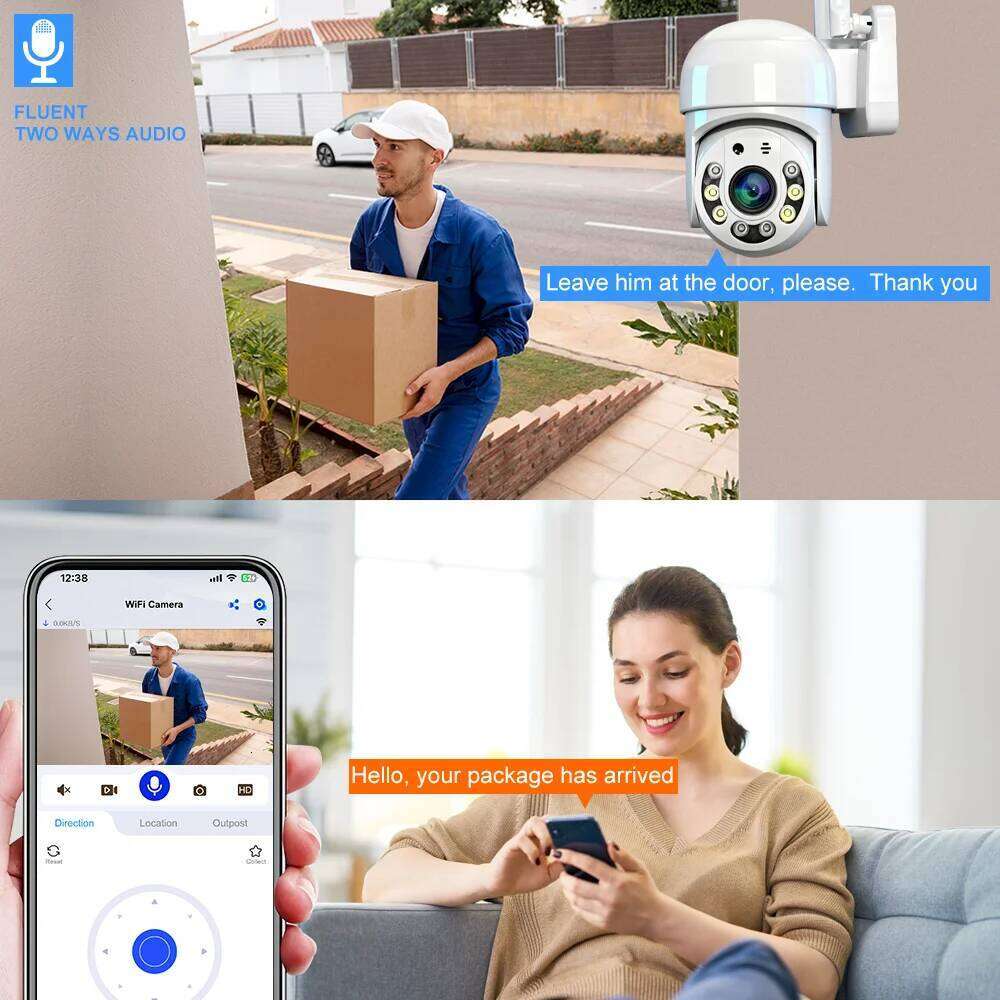Wifi Outdoor Waterproof PTZ HD Security Video Wireless Camera AI Human Tuya Smart Life CCTV Surveillance Cam Kolintom App 26W0306