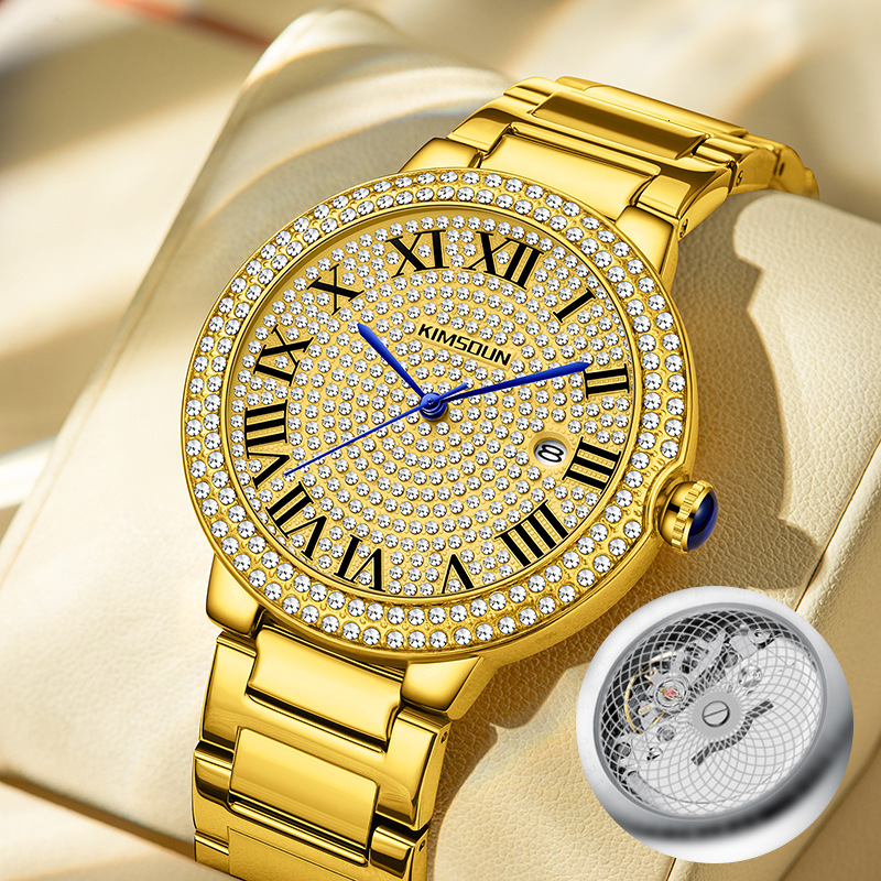 Designer Luxury Men Automatic Mechanical Watch Moissanite Dial Waterproof Diving Luminous Date Business Wristwatch for Male Sports