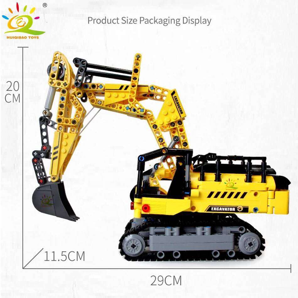 HUIQIBAO 841PCS MOC Engineering Excavator Truck Building Blocks Vehicle Car Bricks City Construction Toys For Children Boys Z260306