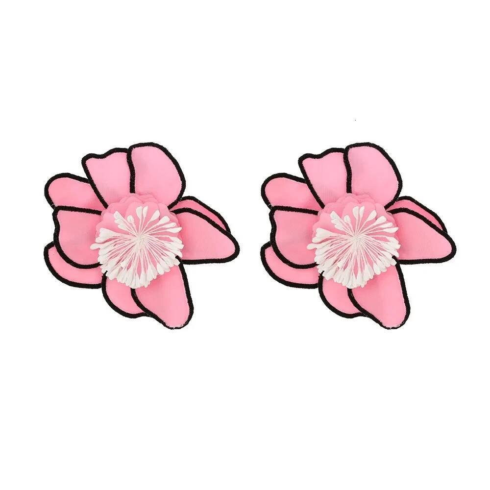 Vedawas Bohemia Maxi Fabric 3D Flower Earrings for Women Charm Layer Big Handmade Cloth Floral Stud Earring Wedding Jewelry ddmynov