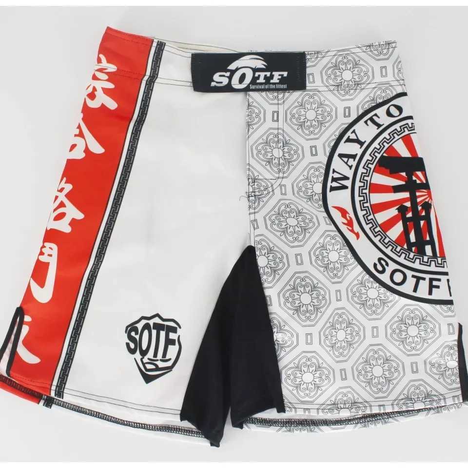 White Japanese Style Print Ferocious Roar Battle Fitness Shorts mma fight shorts Tiger Muay Thai boxing clothing pretorian X260306