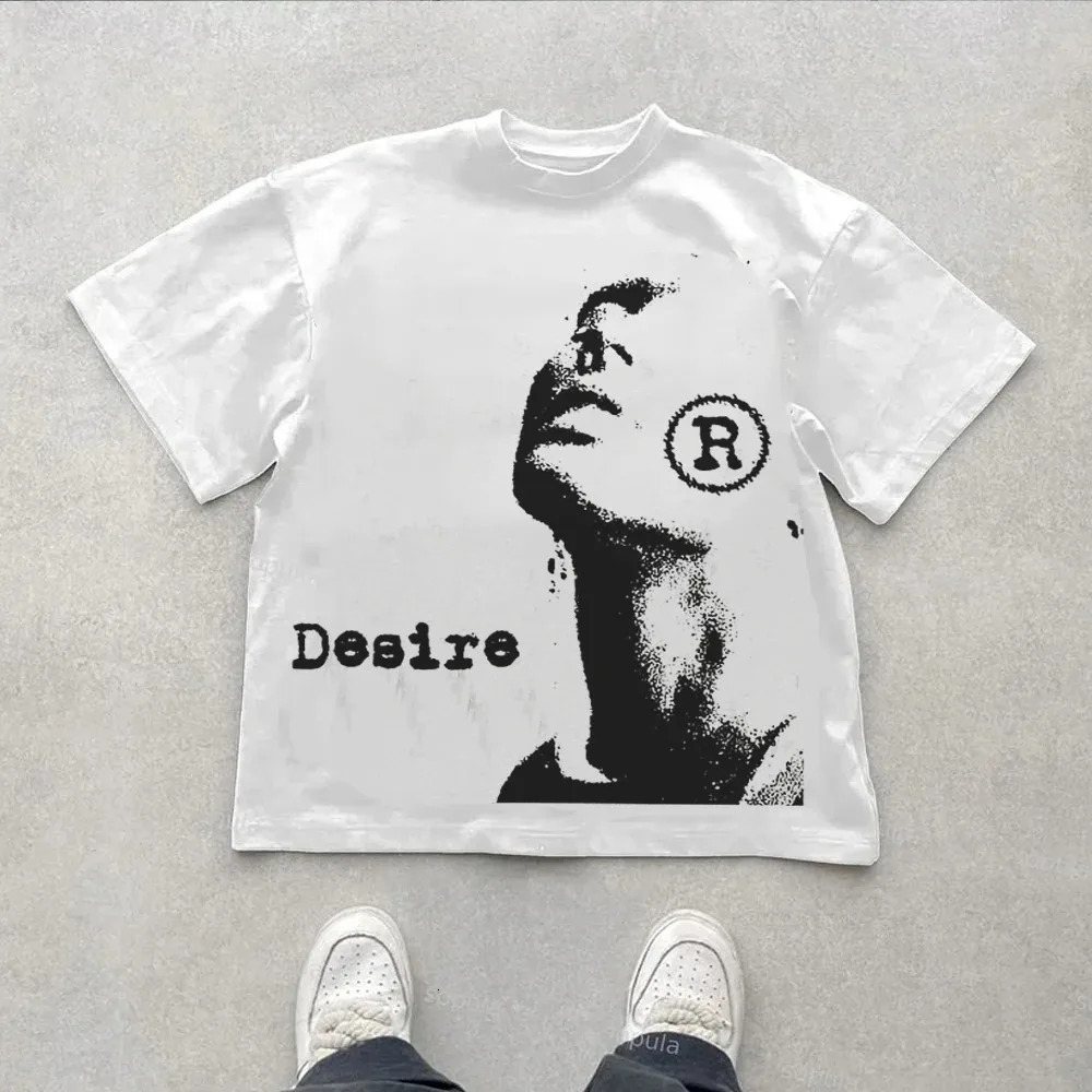 Summer Vintage Desire Graphic Print Oversized Y2K Men Women Cotton T-Shirt Short Sleeves Tshirt Streetwear Female Male Clothing 260304