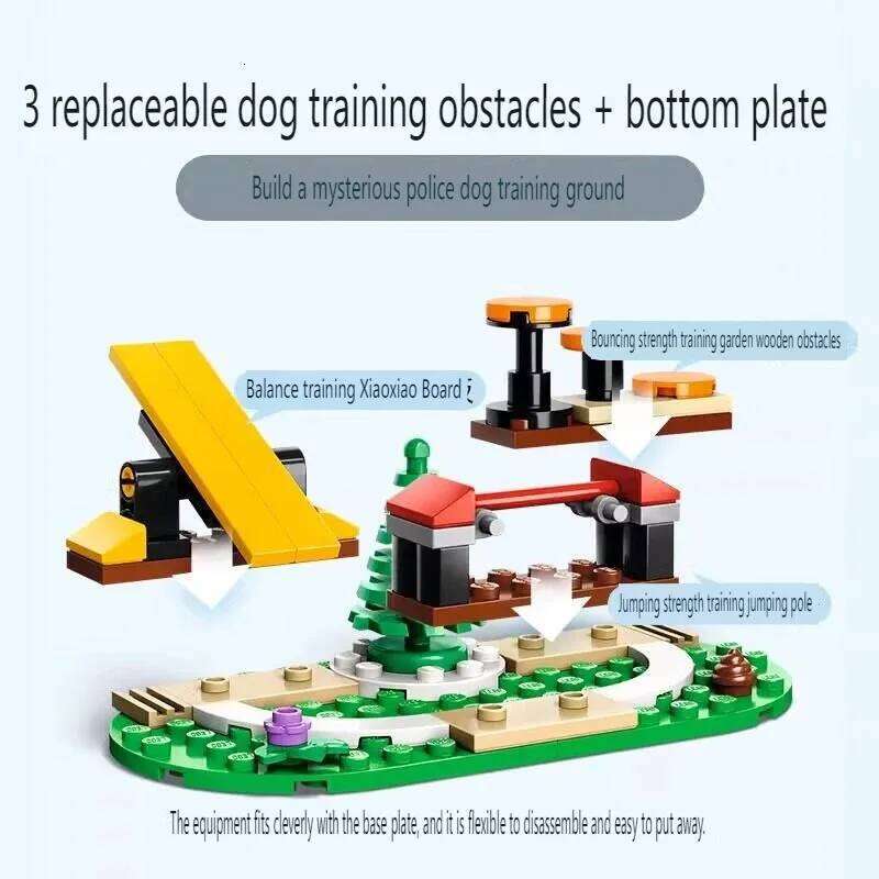 Suitable for urban series mobile police dog training ground building blocks children's assembly toys boys Christmas gifts Z260306
