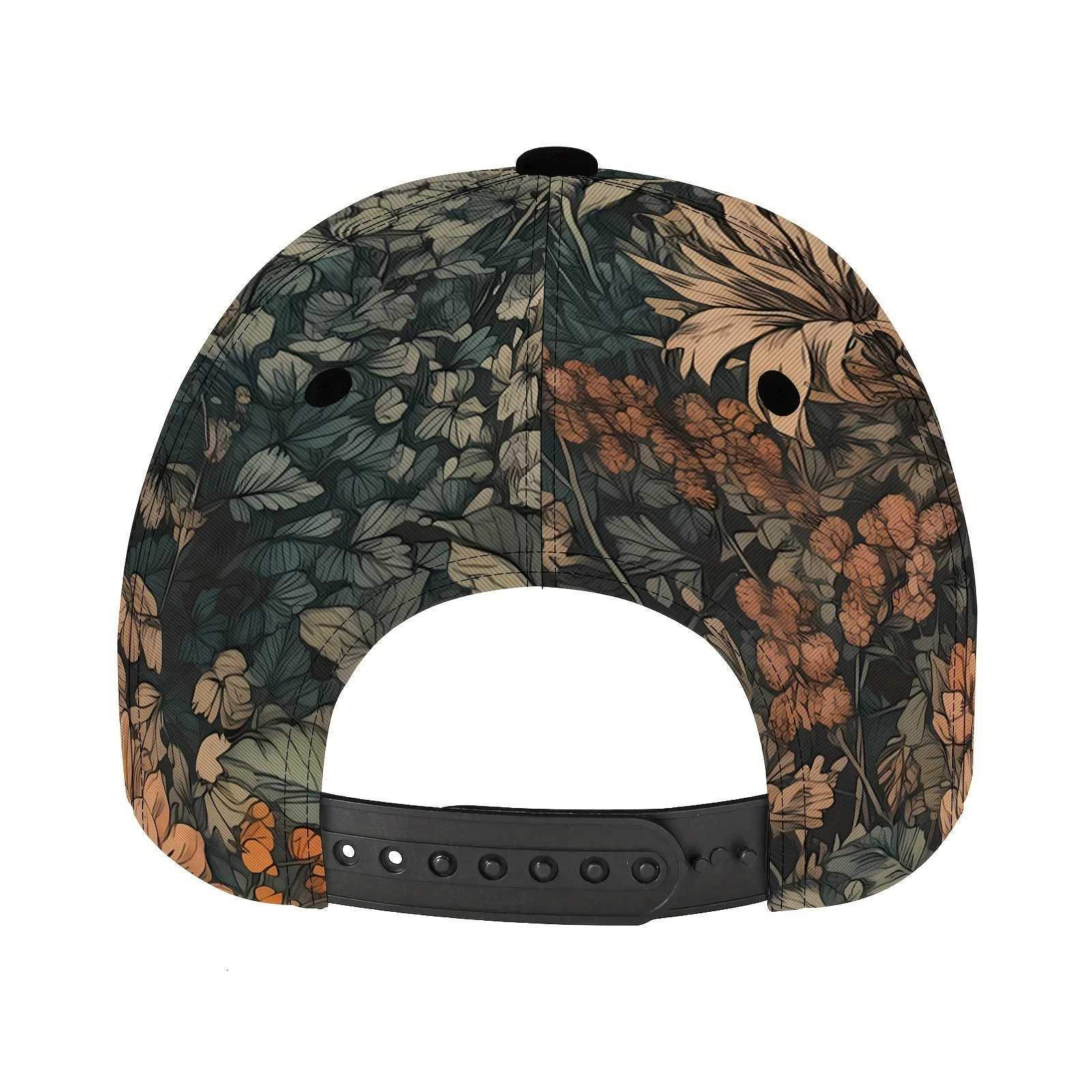 Adjustable Bohemian Floral Print Baseball Cap Lightweight Polyester Snapback with Full Print Design Ideal for Outdoor Activities S260306