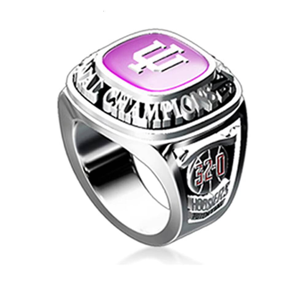 Black Painting Chunky Signet Mens Rings with Amethyst