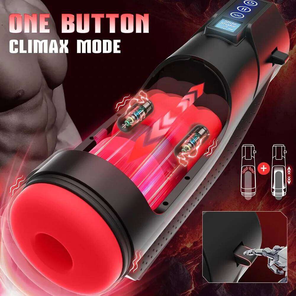Space LCD Display Masturbation Cup Automatic Thrusting Vibration Soft Texture Adult Sexual Masturbator Sex Toys for Men W260305