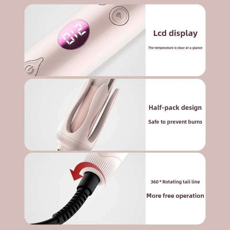 Advanced Iron New Hair Curler with LED Display Anti-Tangle & Auto-Off Protable Curling Wand for Home and Travel Use 26Y0306