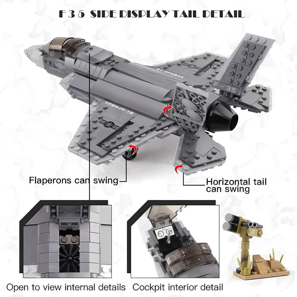 646pcs Military F35 Lightning II Fighter Jet Blocks Model Boys Building Toys for 3 4 5 6 7 8 9 10 11 12+ Year Old Gifts Z260306