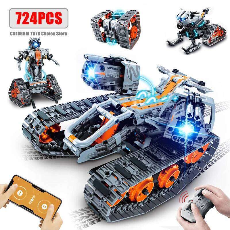 724pcs 4 in 1 City Technical Programming RC Robot Building Kit Stem Racing Car 6-16 Year Old Kids Bricks Toys for Boys Gifts Z260306
