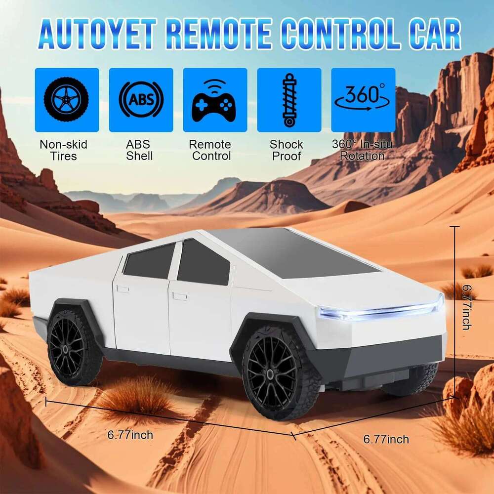 1:24 RC Cybertruck Pickup 4WD Off-Road Remote Control Car 27Mhz High Speed Dual Motor LED Light Vehicle Toy Gift for Boys Kids C260305