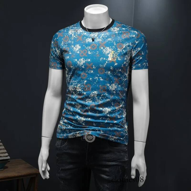 Men T shirt Summer 2025 Men's Slim Fit ort Sve T-irt Casual Silk Cotton Printed Tee Youthful Sle round Ne Anti-Pilling