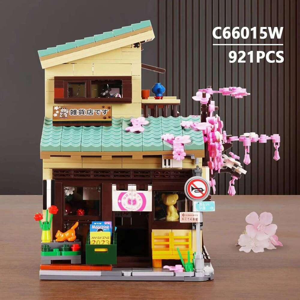 921PCS Cat Grocery Store Building Blocks Creative City Street Scene MOC Model Bricks Set With Lights Kids Educational Toys Gifts Z260305
