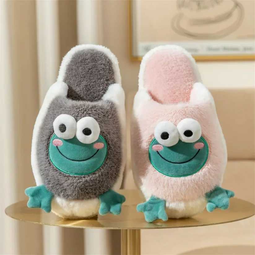 Womens House Slipper Female Frog Bear Winter Warm Kawaii Cartoon Plush Contton Indoor Non Slip Funny Cute Fuzzy Home Floor Shoes S260305