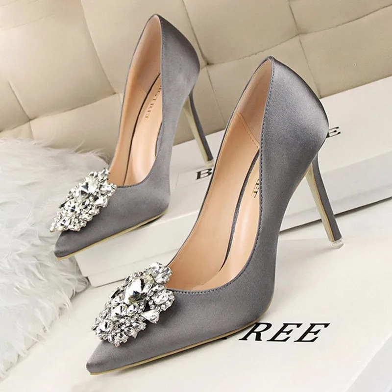 BIGTREE Shoes Rhinestone Women Pumps Stiletto Women Shoes Sexy High Heels Wedding Shoes Luxurious Women Heels Party Shoes Female 260306