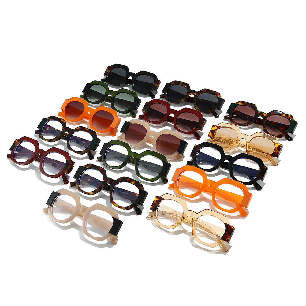 25 New Round Color Block Fashion European and American Style Personality UV Protection High-End Sunglasses