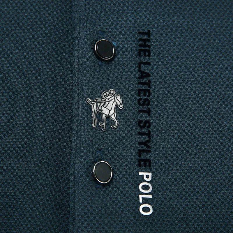 High end ice silk long sleeved T-shirt cool and comfortable casual mens fashion embossed spring and autumn polo shirt 260304