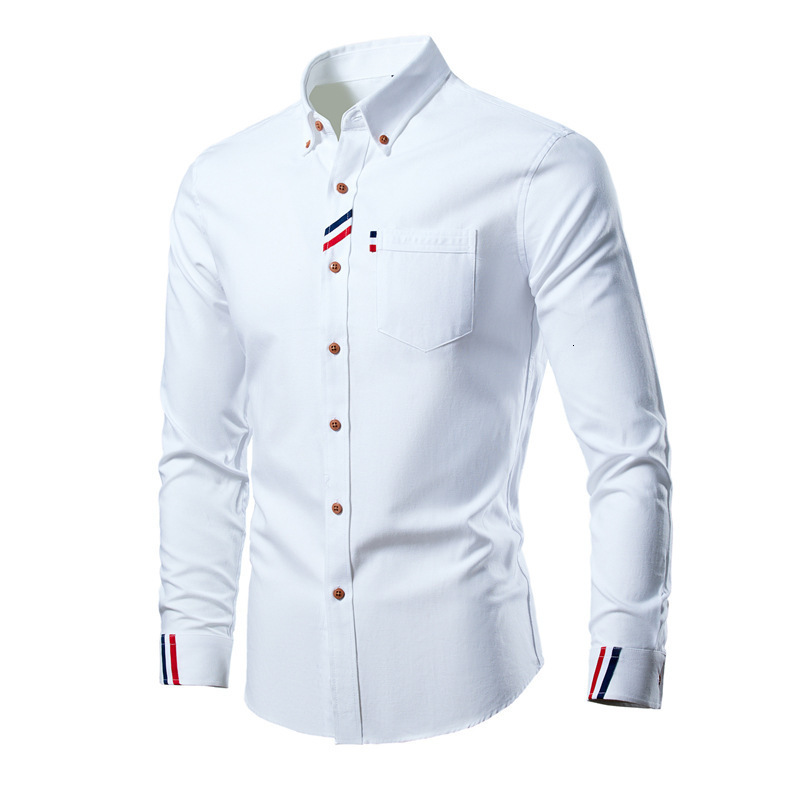 Luxury Brand Designer Clothes Trade Men's Oxford Long Sleeve Shirt Korean Style Slim Fit Youth Trendy Multi-Color Shirt
