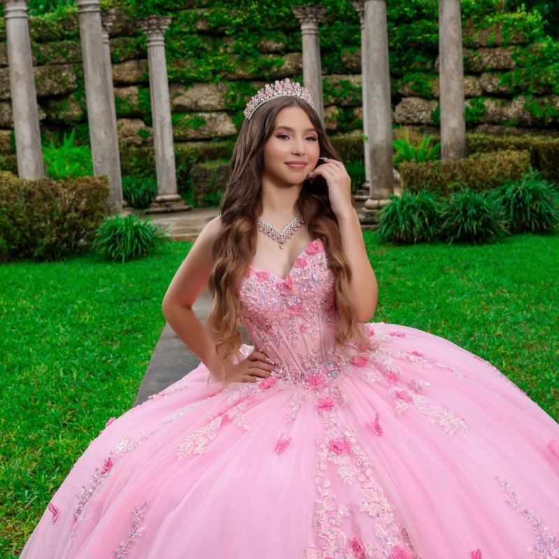 Pink Shiny Quinceanera Dresses Ball Gown Off The Shoulder Applique Flower Beading Crystal Corset Party Birthday Sweet 16 Dress Vestidos 15 De Anos