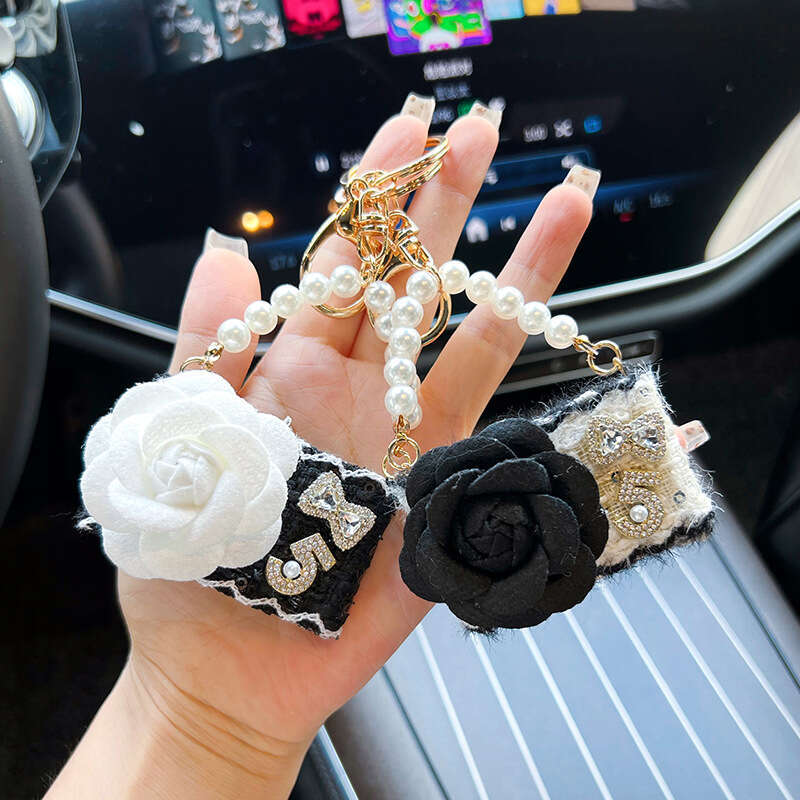 Unique Camellia Flower Model Korean Style Women's Car Keychain Creative Bag Decoration Small Pendant