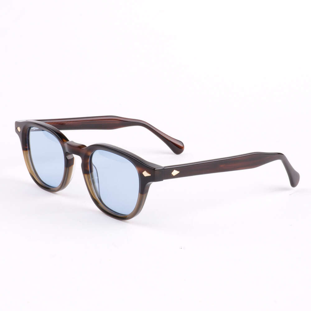 New Fashionable Cross-Border European And American Polarized For Men, Retro Acetate Sunglasses, UV Protection Round Frame Sunglasses High-Quality