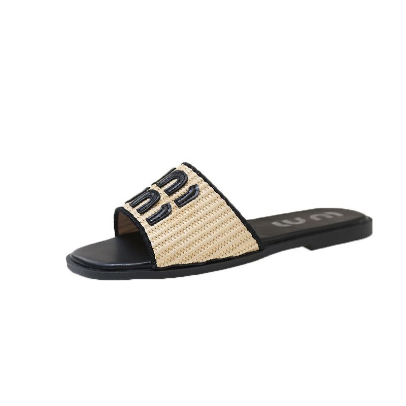Plussize Flat Flip-Flops For Women Wear New Summer Letter Weave Holiday Beach Cool Slippers
