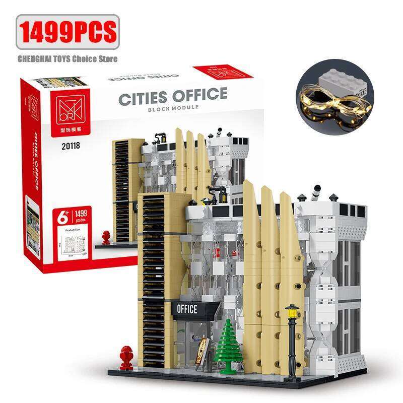 1499pcs City Office Modular Building Bricks MOC Modern Infrastructure Architecture Model Blocks DIY Toy Gift Children Boys Girls Z260306