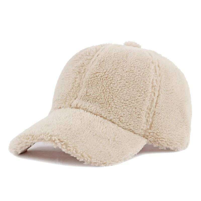 Autumn Winter Women Artificial Lamb Wool Hats Keep Warm Plush Caps Spring Baseball Cap Solid Sunshade Y260304