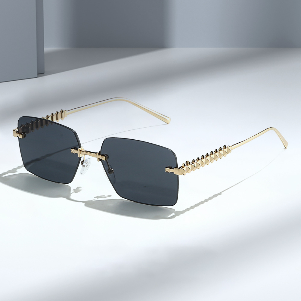 25 new models of frameless metal rivet leg sunglasses, European American fashion, stylish unique, high-end sunglasses for men women, simple and exquis