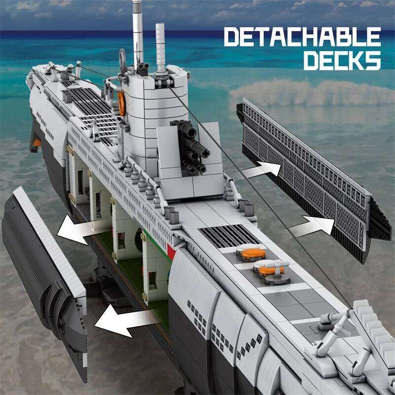 3624PCS U Shaped Submarine Building Blocks Undersea Ship Model Bricks With Base Bracket Desktop Deco Kids DIY Toys Holiday Gifts Z260305