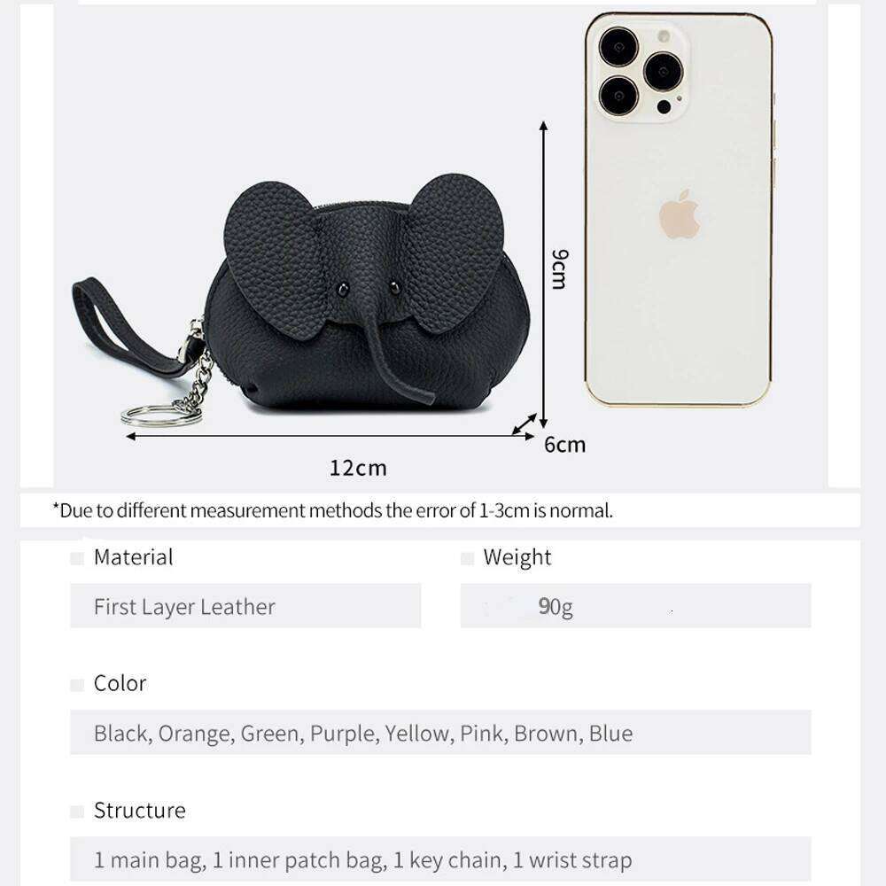 Brand New Zipper Purse Key Bag Leather Japanese Elephant Coin Pouch for Women Cute Card Lipstick Storage Bags Mini Wallet C260304