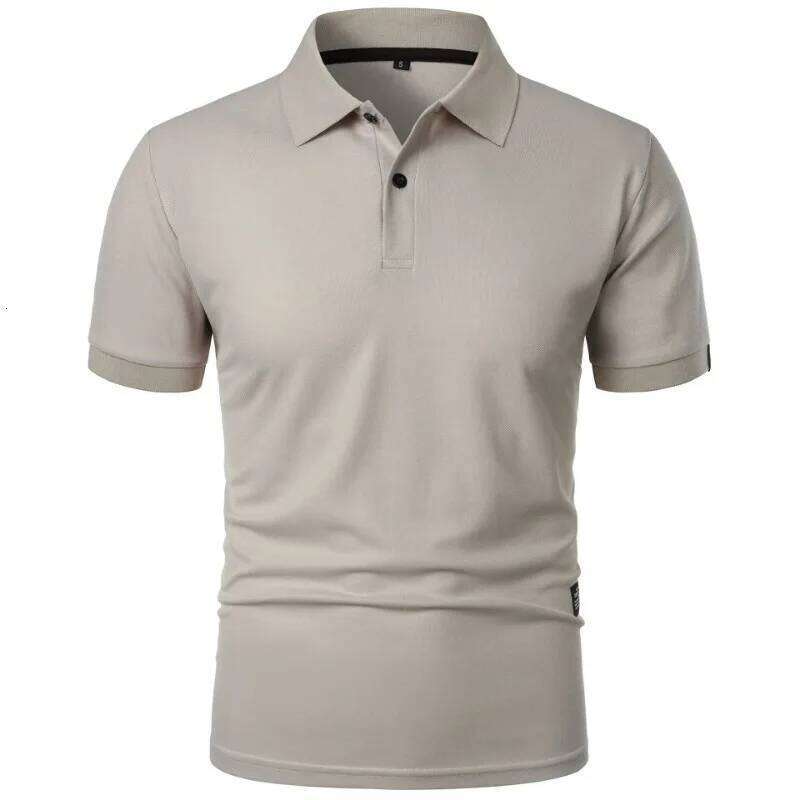 New Solid Color Polo Shirt Men's Short Sleeve Button Tshirts Lapel Lightweight Streetwear Sport Casual Tops 26H0306