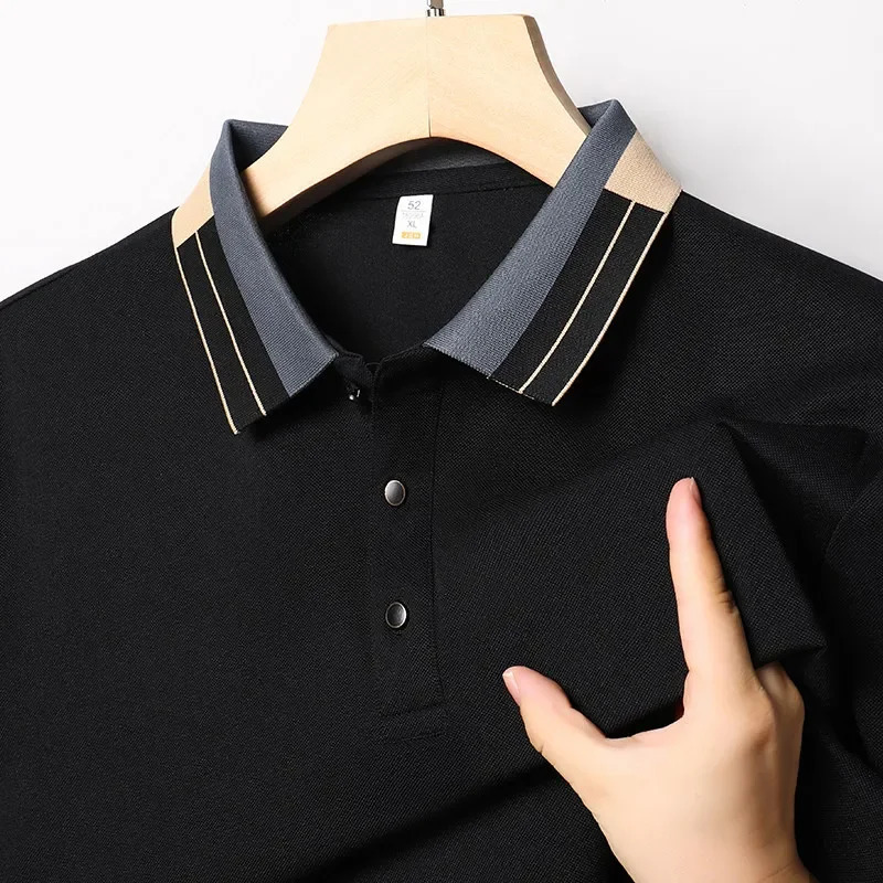 Mens Business Casual Short Sleeved Shirt Solid Color Polo Shirt Fashionable Breathable Comfortable Versatile Top 260304