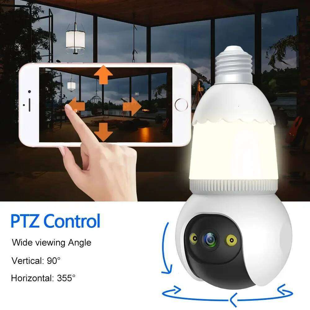 Tuya Smart Life 5MP E27 Bulb WiFi Floodlight Auto Tracking Two Way Audio Color Night Vision Outdoor Security Camera 26W0306