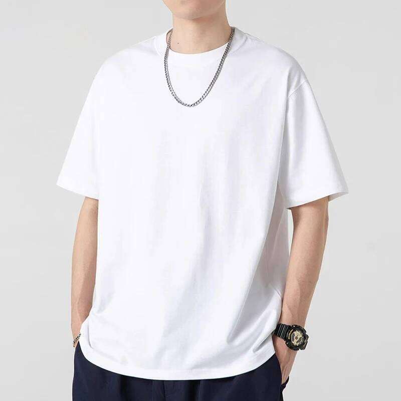 Short Sleeve T-shirt Men O Neck Tees Cotton Black White Solid Color Loose Fit Clothing Casual Sports Women's Top Tee Shirts 26H0306