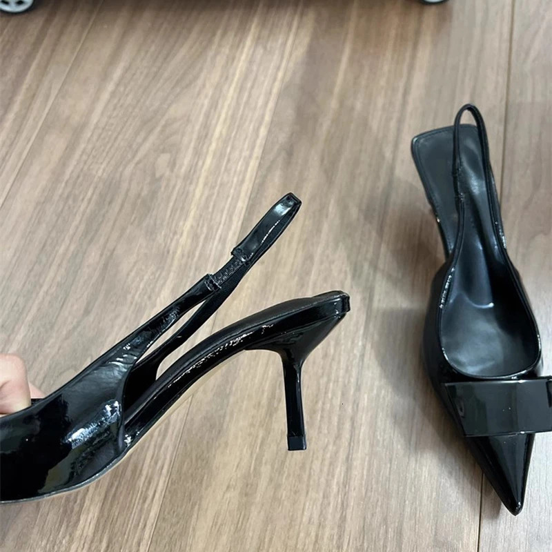 SUOJIALUN Spring Women Sandal Fashion Buckle Ladies Elegant Dress Slingback Shoes Thin High Heel Pointed Toe Pump 260303
