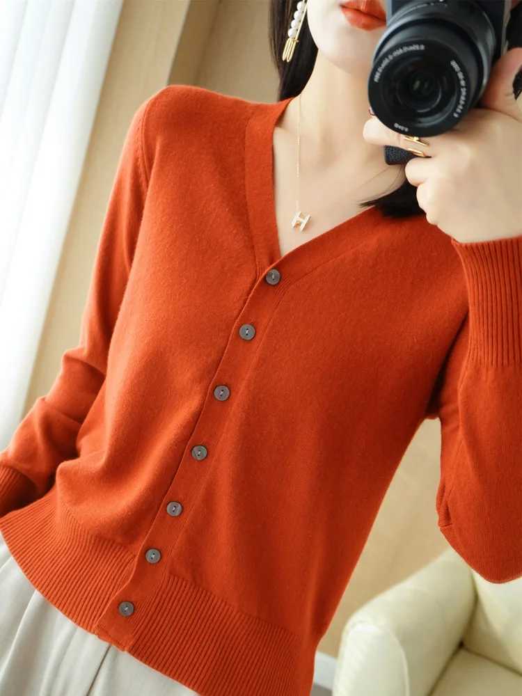 Early Autumn New Andy Cashmere Knit Cardigan V-Neck Solid Color Fashion High-Grade Comfortable Loose Casual Knitwear -GH021 M260306