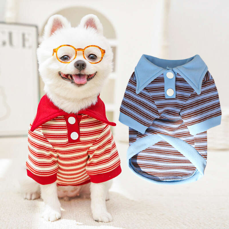 Famous autumn and winter polo striped German velvet shirt, cat pet clothing, dog new products, cat clothing, dog supplies, short hairless cat pupakaIK