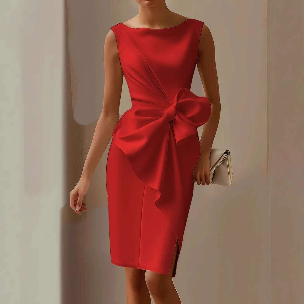 2026 Cross-border European and American Women's Clothing, Independent Website, Bow Decoration, Short Dress, Tank Dress
