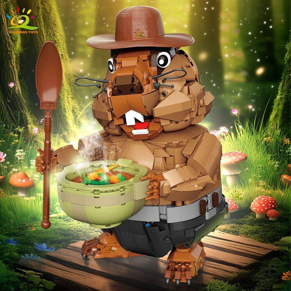 HUIQIBAO 1464PCS MOC Groundhog Model Building Block Marmot Animal Series Brick Construction Toy For Children Desk Home Decor. Z260306