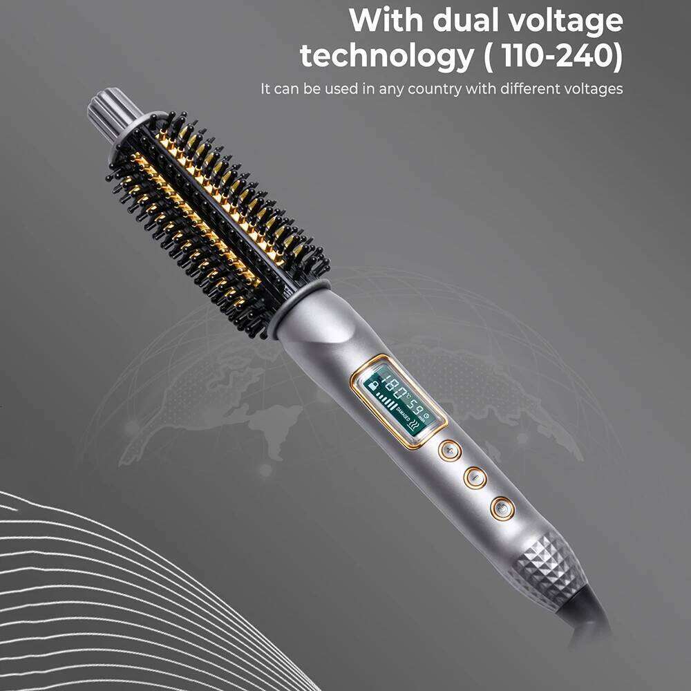 Heated Ceramic Ionic Hair Curler Thermal Electric Round Brush Anti-Scald Curling Iron Styling Comb 26Y0306
