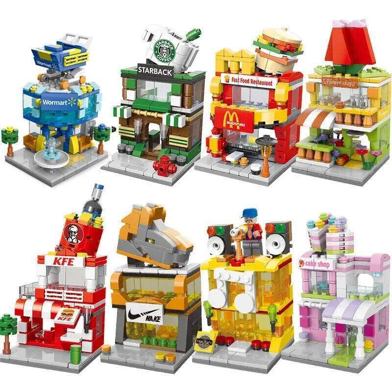 City Street View model Puzzle puzzle building blocks Small particles children assemble toys gift room decoration Z260306