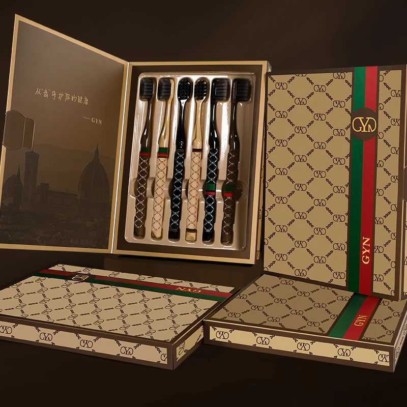 This 6-piece high-end gift box set of small-head, soft-bristled toothbrushes is designed for adult household use, combining luxury and practicality.T2