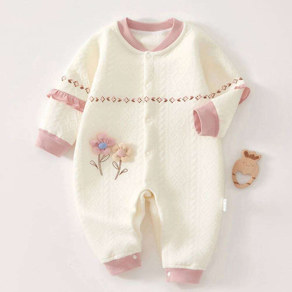 Girl Romper Long Sleeve Cotton Autumn Winter Warm Newborn Clothes Princess First Birthday Baby Jumpsuit High Quality Z260306