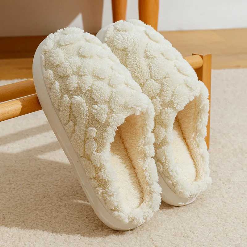 2025 cotton slippers womens indoor warm stepping on shit plush home winter non-slip new cotton mop mens home S260305