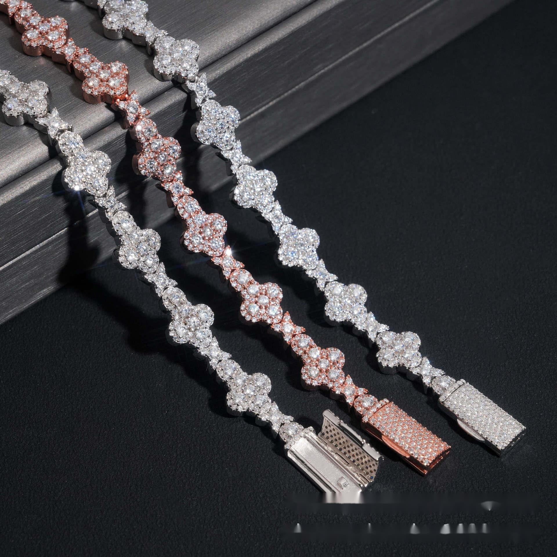 10mm star-cross-shaped tennis bracelet with 925 silver inlaid VVS moissanite personalized jewelry for men and women