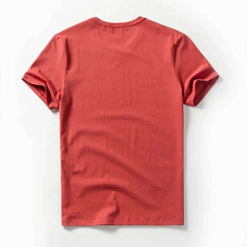 Men T-shirt Solid Color V-neck Men's Short Sleeve T Shirt Casual Cotton Slim Basic Tops Lycra Fabric 26H0306