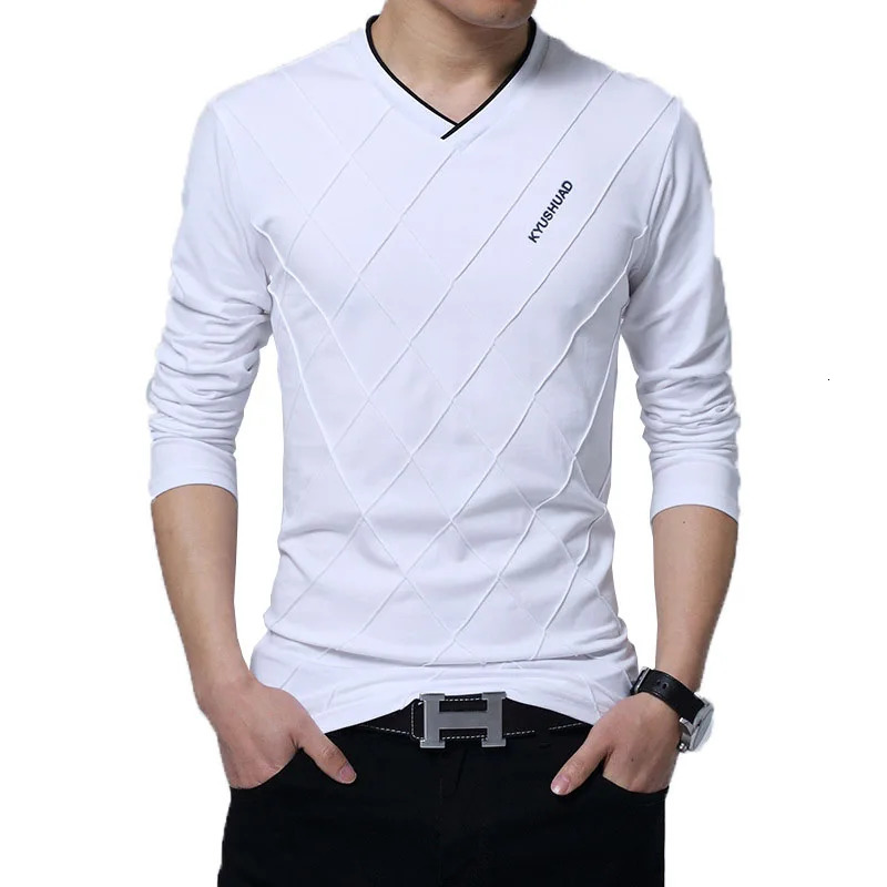 Mens Casual Tshirt Fashion Slim Long Sleeve V Neck Fitness Tshirts Tops Homme Boyfriend Gift Harajuku Streetwear 260302